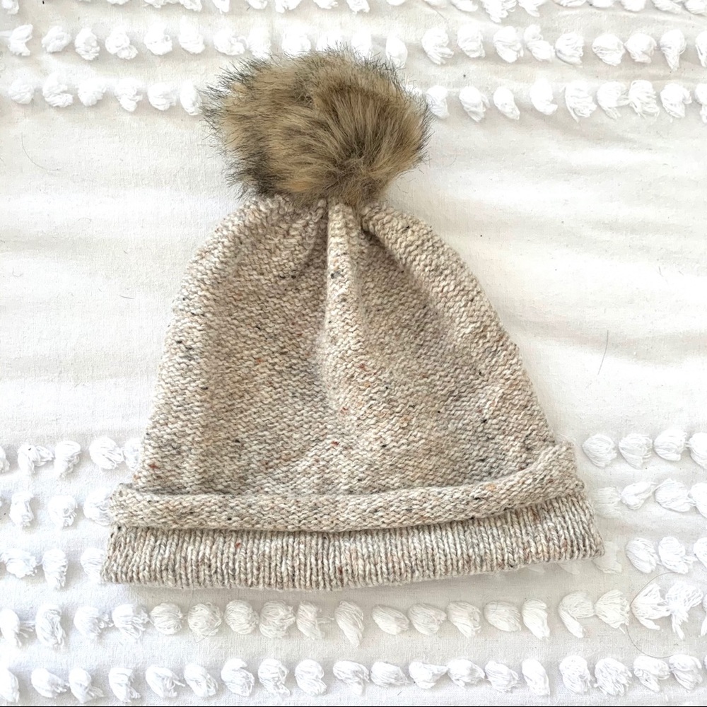Madewell Beanie with Faux Fur Pom Pom